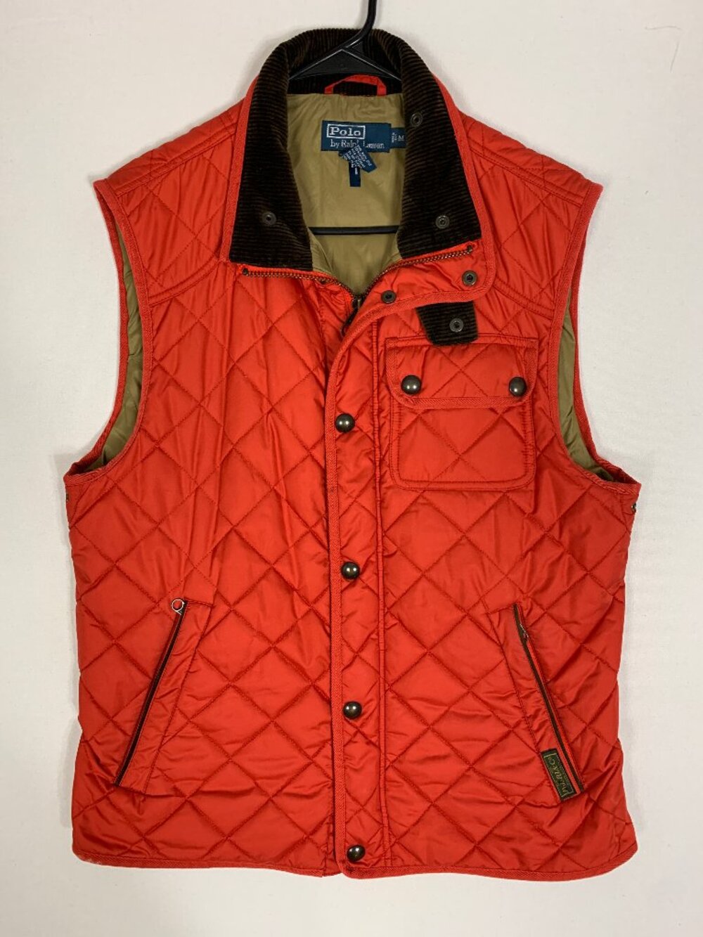 Polo Ralph Lauren Men's Orange Quilted Vest Medium